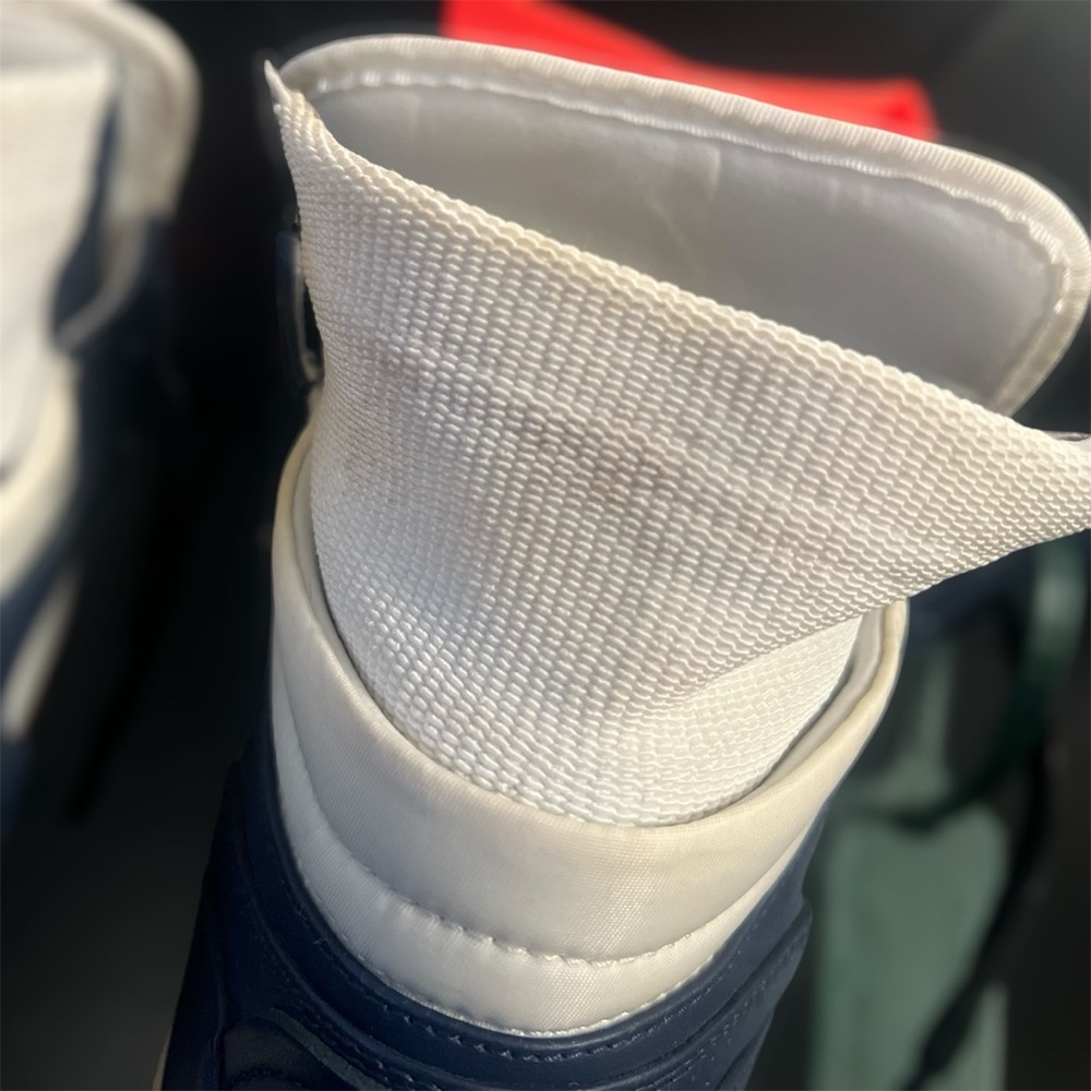 Off-White Dark Blue and White High Top Sneakers - Picture 9 of 9